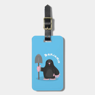 Cute happy mole cartoon illustratie bagagelabel
