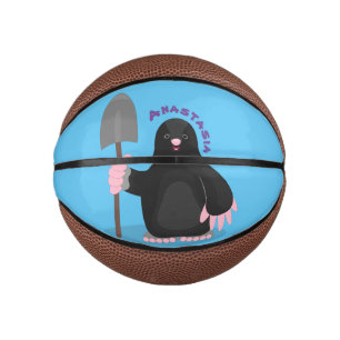 Cute happy mole cartoon illustratie basketbal