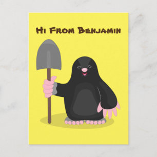Cute happy mole cartoon illustratie briefkaart