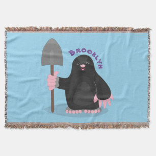 Cute happy mole cartoon illustratie deken