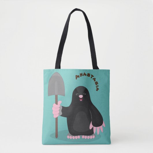 Cute happy mole cartoon illustratie draagtas (Voorkant)