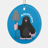 Cute happy mole cartoon illustratie keramisch ornament (Links)