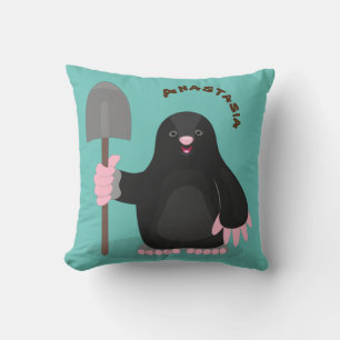 Cute happy mole cartoon illustratie kussen