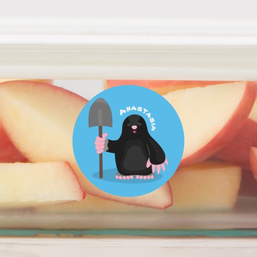 Cute happy mole cartoon illustratie labels (Aangebracht)
