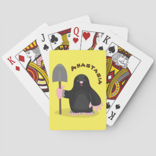 Cute happy mole cartoon illustratie pokerkaarten