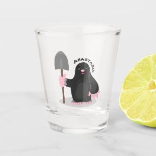Cute happy mole cartoon illustratie shot glas