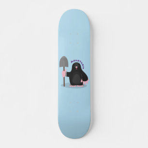 Cute happy mole cartoon illustratie skateboard