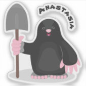 Cute happy mole cartoon illustratie sticker (Voorkant)