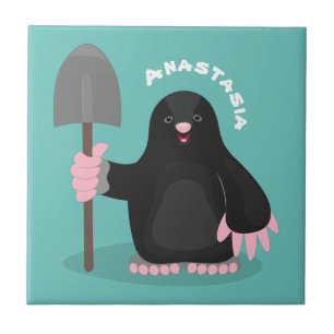 Cute happy mole cartoon illustratie tegeltje