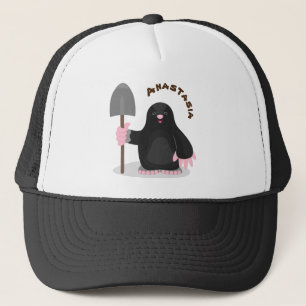Cute happy mole cartoon illustratie trucker pet