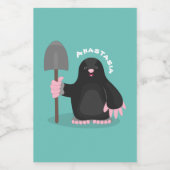 Cute happy mole cartoon illustratie voedselcontainer etiket (Enkel label)