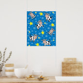 Cute Happy Mr Koe Print - Blue (Keuken)
