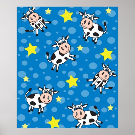 Cute Happy Mr Koe Print - Blue (Voorkant)