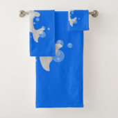 Cute happy narwhal bubbles cartoon illustratie bad handdoek (Insitu)