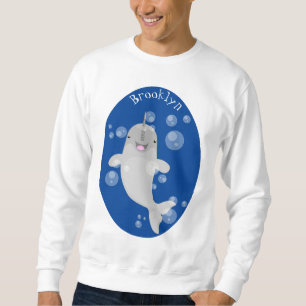 Cute happy narwhal bubbles cartoon illustratie trui