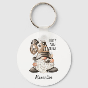 Cute Happy Nieuwjaar Gnome Sleutelhanger