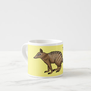 Cute happy numbat cartoon illustratie espresso kop