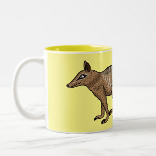Cute happy numbat cartoon illustratie tweekleurige koffiemok