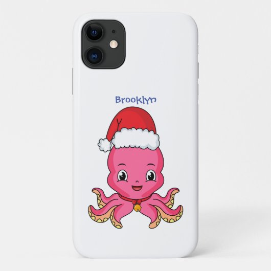 Cute happy octopus met kerstpet cartoon Case-Mate iPhone case (Achterkant)