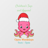 Cute happy octopus met kerstpet cartoon raamsticker (Vel)