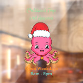 Cute happy octopus met kerstpet cartoon raamsticker (Vel 2)