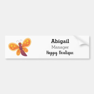 Cute happy orange butterfly cartoon illustraties bumpersticker