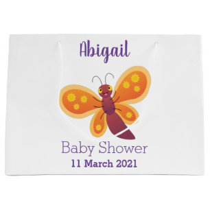 Cute happy orange butterfly cartoon illustraties groot cadeauzakje