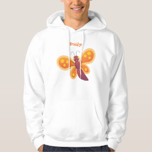 Cute happy orange butterfly cartoon illustraties hoodie