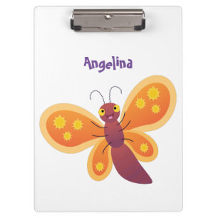 Cute happy orange butterfly cartoon illustraties klembord