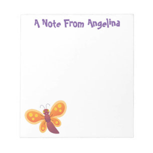 Cute happy orange butterfly cartoon illustraties notitieblok
