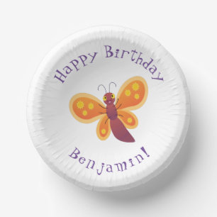 Cute happy orange butterfly cartoon illustraties papieren kommen
