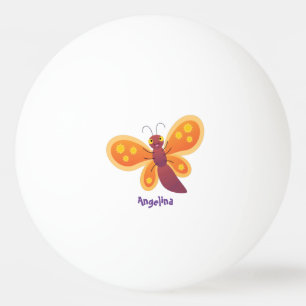 Cute happy orange butterfly cartoon illustraties pingpongballen