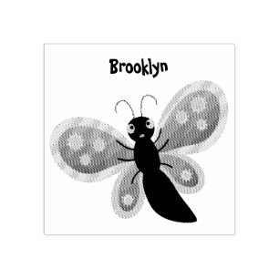 Cute happy orange butterfly cartoon illustraties rubberstempel