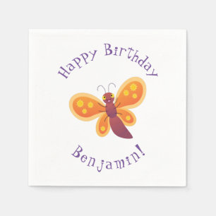Cute happy orange butterfly cartoon illustraties servet