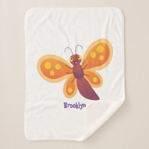 Cute happy orange butterfly cartoon illustraties sherpa deken