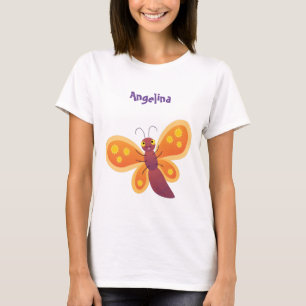 Cute happy orange butterfly cartoon illustraties t-shirt
