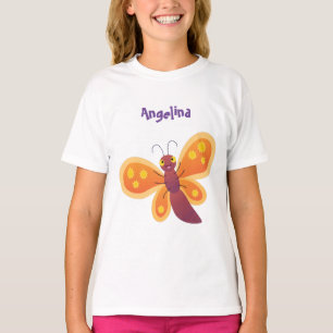 Cute happy orange butterfly cartoon illustraties t-shirt