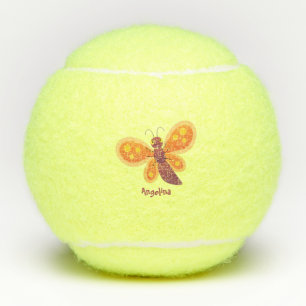 Cute happy orange butterfly cartoon illustraties tennisballen
