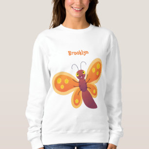 Cute happy orange butterfly cartoon illustraties trui