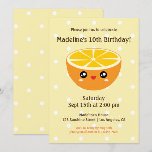 Cute Happy Oranje kinderen Birthday Party Invitati Kaart