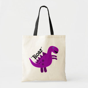 Cute Happy Paars Dinosaur Tote Bag