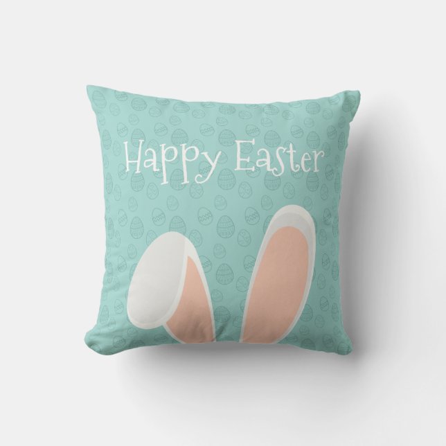Cute Happy Paaster Bunny Ears | Sierkussen (Voorkant)