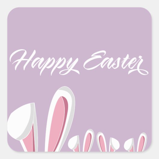 Cute Happy Paaster Bunny Ears Vierkante Sticker (Voorkant)