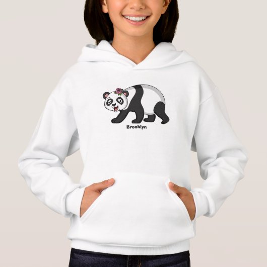 Cute happy panda bear with flower cartoon (Devant)