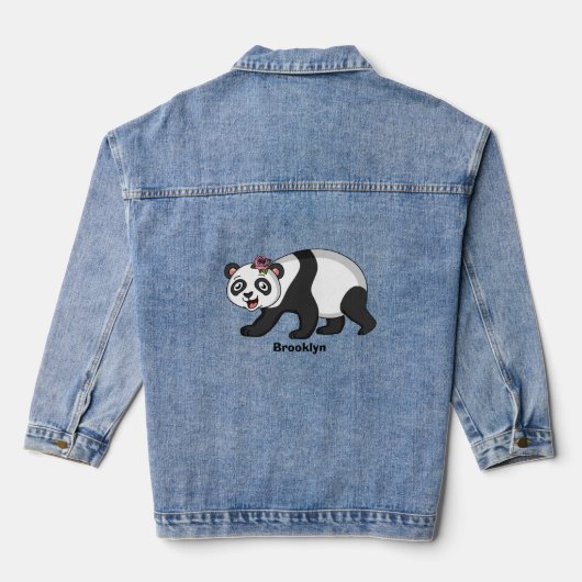 Cute happy panda bear with flower cartoon (Verso)
