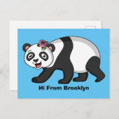 Cute happy panda beer met cartoon briefkaart (Voorkant / Achterkant)
