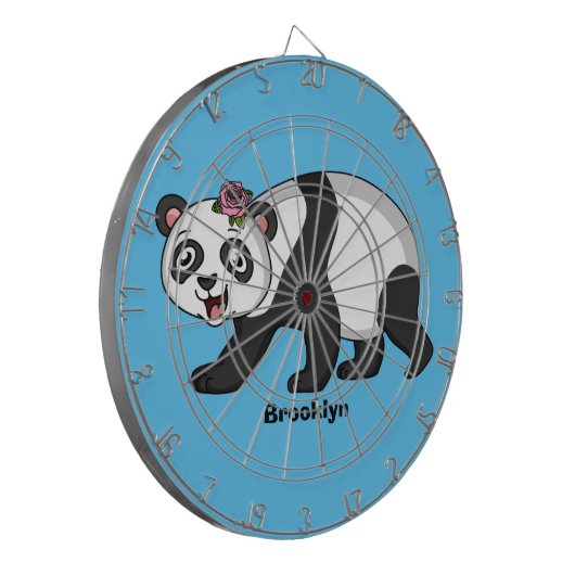 Cute happy panda beer met cartoon dartbord (Voorkant Links)