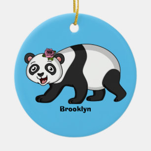 Cute happy panda beer met cartoon keramisch ornament