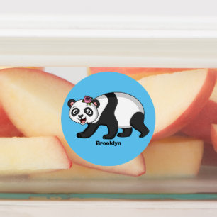 Cute happy panda beer met cartoon labels