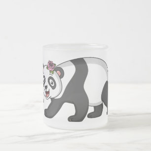Cute happy panda beer met cartoon matglas koffiemok